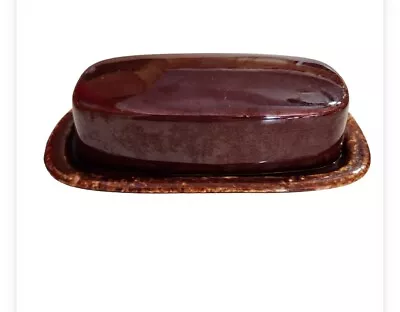 McCoy Brown Drip Lidded Glaze Butter Dish By Nelson McCoy 7013 USA 1960's • $15