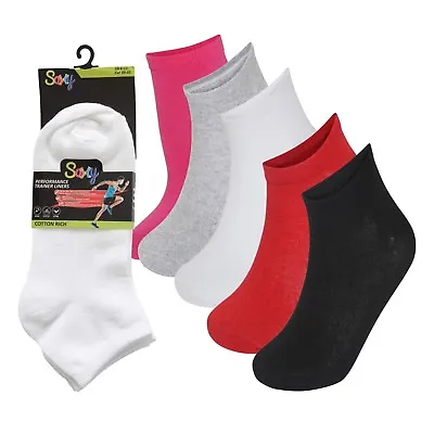 £6.95 • Buy Soxy® 12 Pairs Men's Ladies Kids Girls Cotton Rich Designer Trainer Liner Socks 