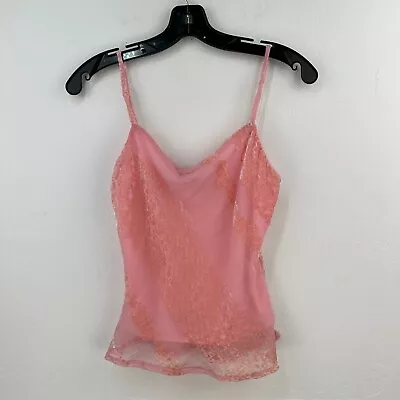 Vintage My Michelle Top Womens 3/4 Pink Lined Floral Sleeveless Square Neck Y2K • $24.88