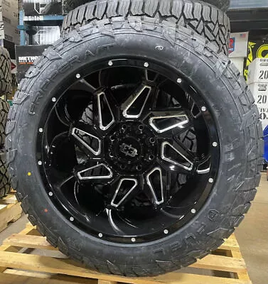 22x12 Vision Spyder Black Wheels Rims 35 Fuel AT Tires 6x5.5 2019 Dodge Ram 1500 • $2944.05