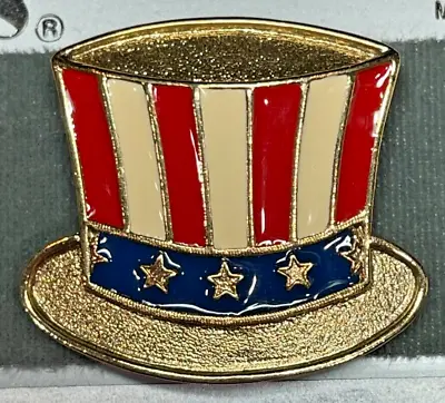 Enamel Uncle Sam American Flag Top Hat Lapel Pin Brooch By 1928 Vintage Jewelry • $5