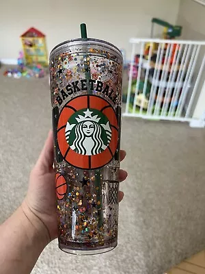 Free Ship! Authentic Starbucks Basketball Mom Glitter Snowglobe Venti Tumbler • $30