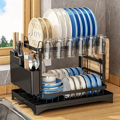 New Over The Sink Dish Drying Rack - Detachable 2-Tier With Double-Layer • $44.99