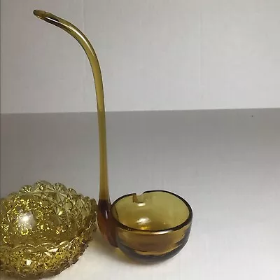 Vintage Indiana Amber Glass Punch Bowl Ladle 10 Inch • $20