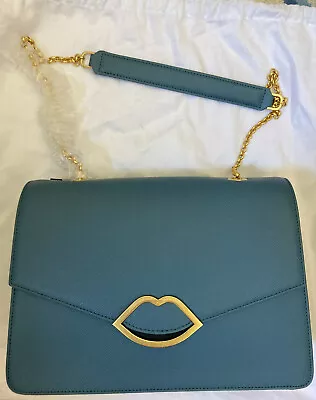 £153.99 • Buy Lulu Guinness Annabelle Large Lips Bag Petrol Blue RRP £325 Adjustable Strap