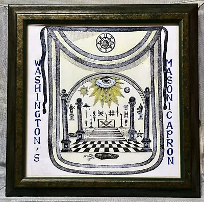 George Washington's Masonic Apron * Hand-colored Print In Frame * Freemasonry • $84.99