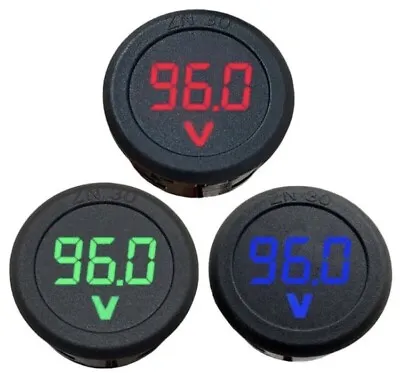 Car Voltmeter DC 4-100V LED Digital Display Round Two Wire Panel Voltage Meter • £3.60