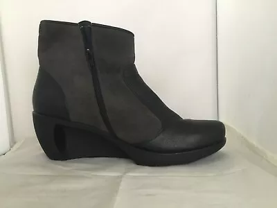 Naot Sky Wedge Black/Gray Leather Ankle Boots Size 9 US. • $55