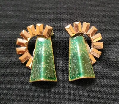 Vintage Matisse Modernist Copper Enamel Drop Earrings • $15