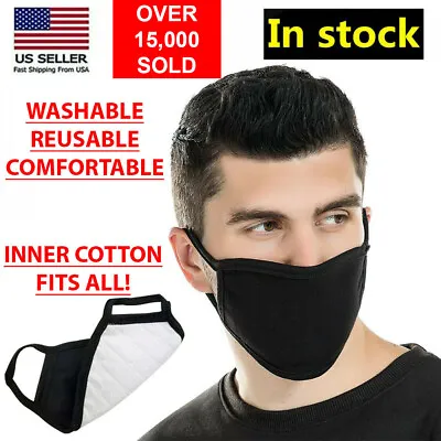 Black Unisex Face Mask Reusable Washable Cover Masks Fashion Cloth Men Women USA • $1.99