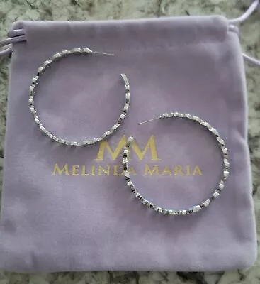 Melinda Maria Isla 2  Hoop Earrings Silver Blue Opal  Brand New! • $68.99