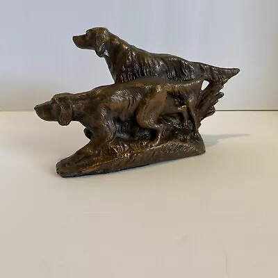 Vintage Bronze Irish Setter Pointer Hunting Dogs Bookend Statue Metal • $59.75