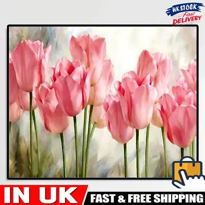Painting By Numbers Kit DIY Beautiful Flower Canvas Oil Art Picture Home Decor • £8.09