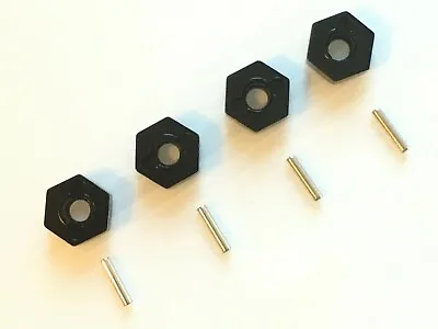 Metal Wheel Hex Nuts 12mm Drive Hubs With Pins Suitable For 1/10 RC Car. - Black • £3.99