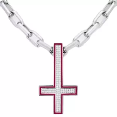Zircon Inverted Crossed Necklace Sweater Chain Female Hip-hop Non-fading Jewelry • £7.12