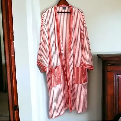 Vintage Le Tigre Robe Men’s Size XL Stripes Pockets Long Length Orange 70s 80s • $55.95