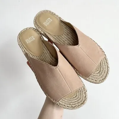 NWOT Eileen Fisher Milly Espadrille Sandal Tan Pink Beige Summer Shoe Slip On  • £36.10