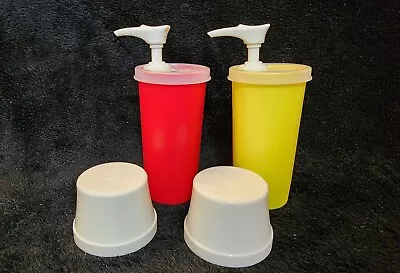 Ketchup & Mustard Tupperware Bottles With Pumps Lids Red & Yellow Vintage #1329 • $6.75