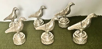 Vintage SIlver Plated Brass Bird Place Card Holders  ~  6 Pcs + 27 Blank Cards • $19.95