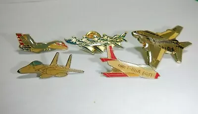 ~5~ Us Military Jet Aircraft Hat Lapel Pins F-86 F-14 F-16 Plane Navy Vintage #2 • $14.95