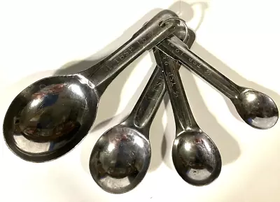 Vintage Set Of 4 Aluminum / Tin Measuring Spoons Original O-Ring Farmhouse • $4.98