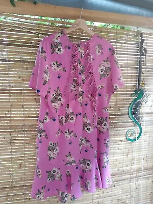 $25 • Buy Asos Curve Dress 20 Plus Size Pink Floral Skater Cut Casual Summer Bnwt  