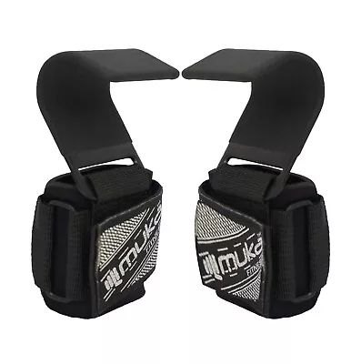 Weight Lifting Hooks(Pair) Non-Slip Rubber Coated Support Adjustable Wrist Strap • $14.99