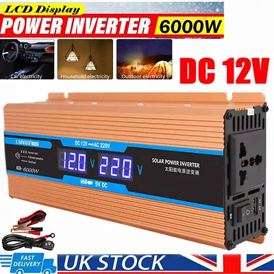 Power Inverter Dc 12v To Ac 230v 240v 6000w Adapter Converter Camping Adapter • £31.49