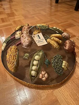 Vintage/Retro Dome Mesh Food Cover W/ Colorful Hand-made Vegetables/Philippines • $19