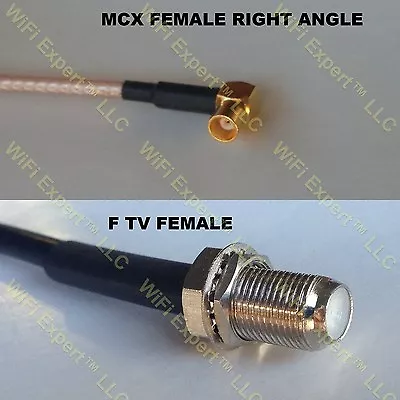 USA-CA RG316 MCX FEMALE ANGLE To F FEMALE Coaxial RF Pigtail Cable • $13.99