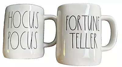 Rae Dunn Set Of 2 Fortune Teller/Hocus Pocus Coffee Tea Mugs Artisan White Magic • $12.80