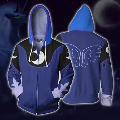 Mens Womens My Little Pony Princess Luna Zip Up Hoodie Jacket Costume SIZE S-5XL • $24.95