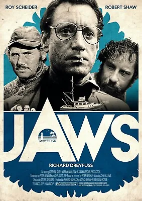 JAWS MOVIE POSTER Ja001 - CHOOSE SIZE A5-A4-A3-A2-A1 Or FRAMED OPTION • £3.99