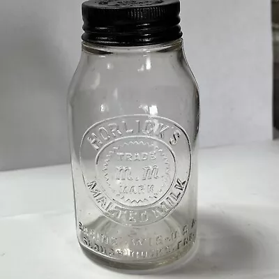 Horlick’s Malted Milk Glass Small With Lid Jar Racine WI USA England MM • $14.99