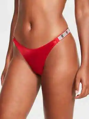 Victoria's Secret VS Shine Strap Satin RHINESTONE THONG Panty Red S M L XL • $14.99