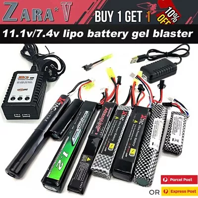 Upgrade Lipo Battery 11.1v/7.4v Gel Blaster Toy B3 Charger Gen 8 J9 J10 CYMA OZ • $26.96