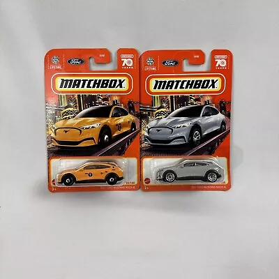 (LOT OF 2) Matchbox 2021 Ford Mustang Mach-E | Gray  44/100 & Taxi 22/100 HKW70 • $9.95