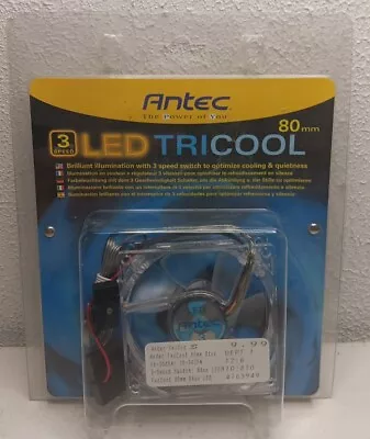 Antec LED TriCool 80mm Blue Fan - 3 Speed Switch - 3-Pin/4-Pin Power Connector • $10