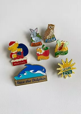 7 Vintage Charity Enamel Pins Badges Collectable 1990s • £0.99