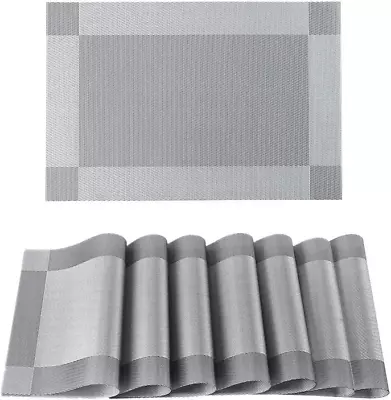 Dining Table Placemats Set Of 8Washable Woven Place MatsHeat Resistant Stain • $19.05