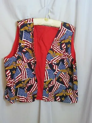 £27.25 • Buy Handmade All American Eagle Flag Reversible Red Men's July 4th Rally Vest XXL 