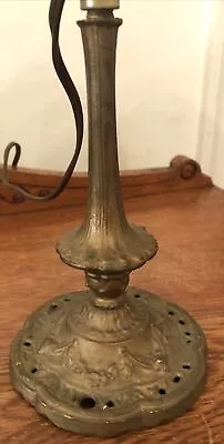 Vintage Antique Brass  Metal Electric Small Table Lamp Base & Neck 9” H • $45