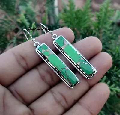 $17.03 • Buy Green Copper Turquoise 925 Sterling Silver Gemstone  Lovely Gift Earring MO2029