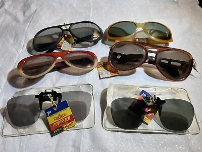 Vintage 1970's Sunglasses And Clip-On Sunglasses Lot Of 6 As Is • $22