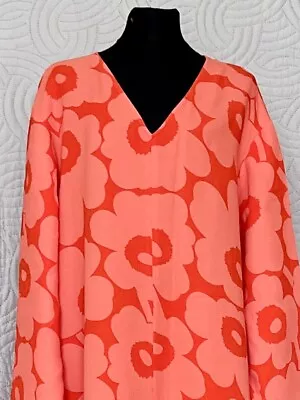 Marimekko EMMAKAISA UNIKKO  Midi Dress  Size 46 3/4 Slevee Pockets • $149.99