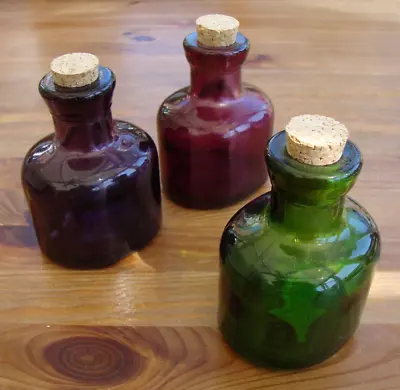Set Of 3 VSM Recycled Coloured Glass Bottles. Made In Spain. • £25