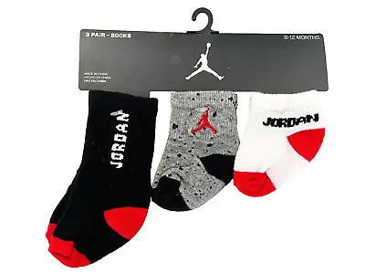 Jordan Infant Boys 6 - 12 Months 3-Pair Socks Jumpman Jordan Black Gray White • $5.99