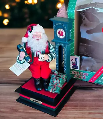 Vtg Holiday Creatations Musical Santa W Grandfather Clock Coffee Works & Box • $28.79