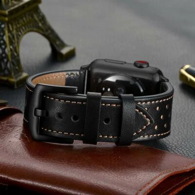 $18.95 • Buy Premium Genuine Leather Watch Band Strap For Apple Watch Series 8 7 6 SE 5 4 3