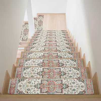 Non-Slip Carpet Stair Treads For Wooden Steps Set Of 15 30 X8  Indoor Stair Run • $85.12